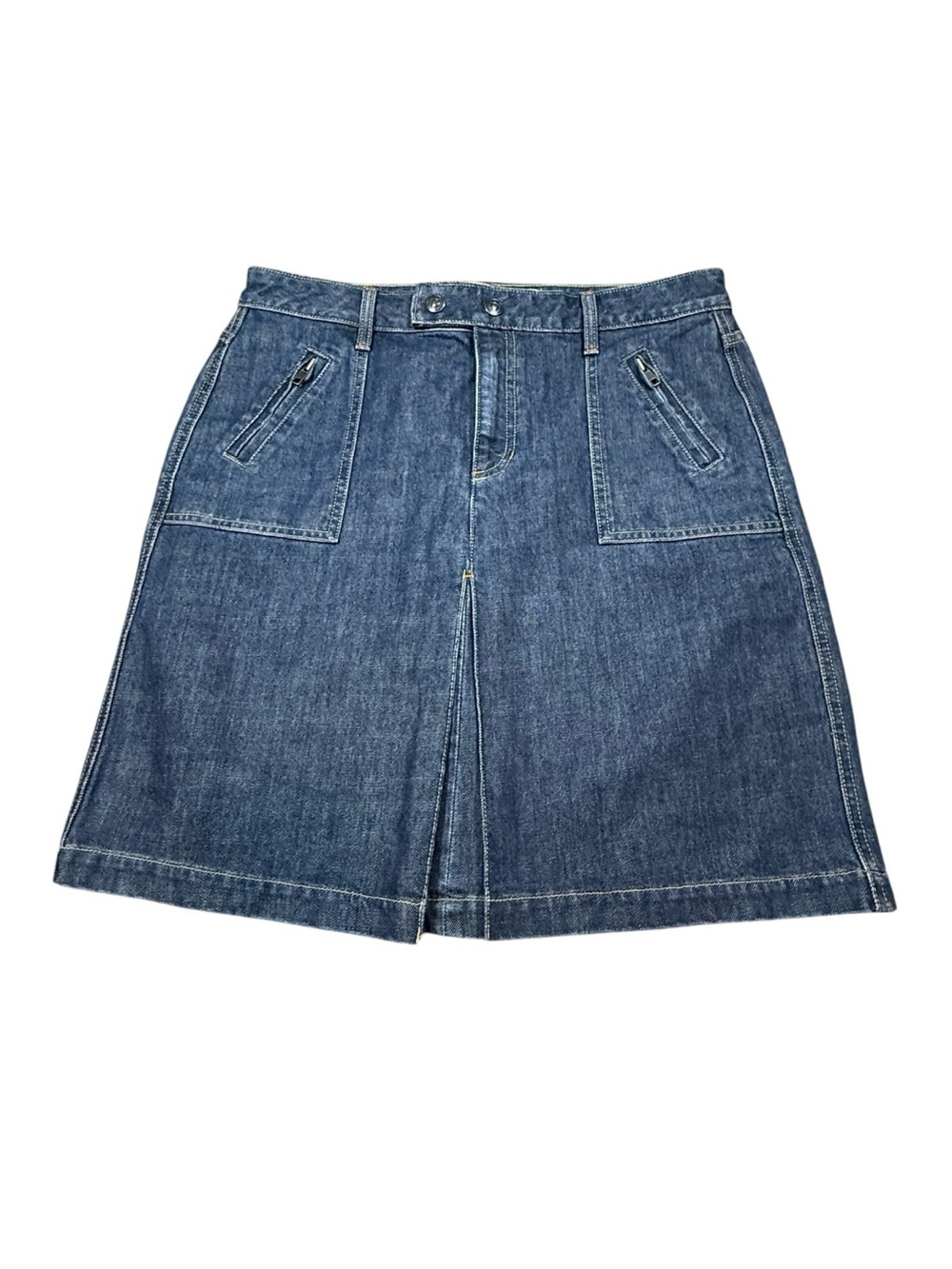 Gap Jeans Denim A-Line Skirt Zip Pocket Utility Blue Wash Size 10